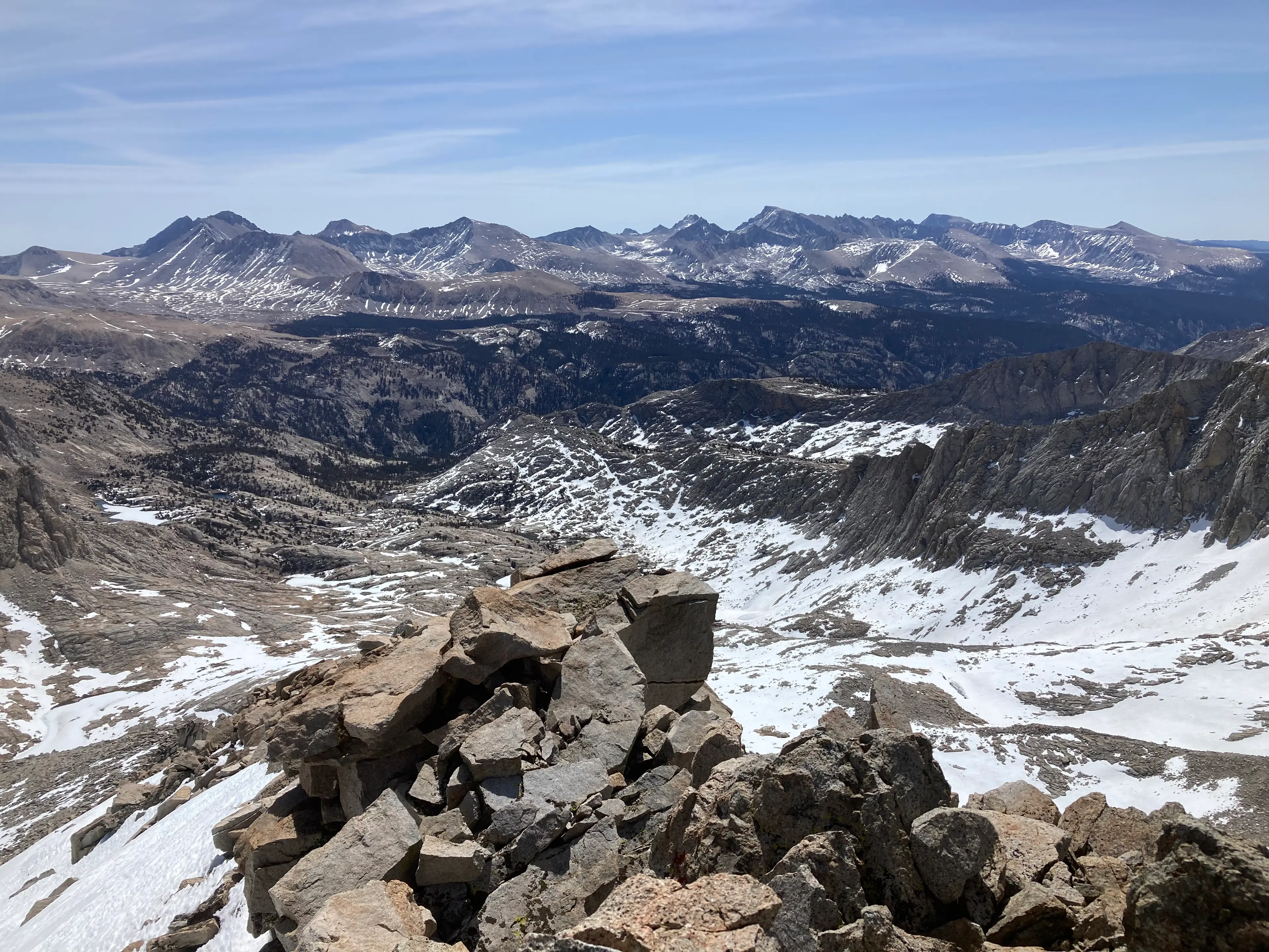 Sierra Crest from Shepherd Pass (L) to Joe Devel Peak (R)