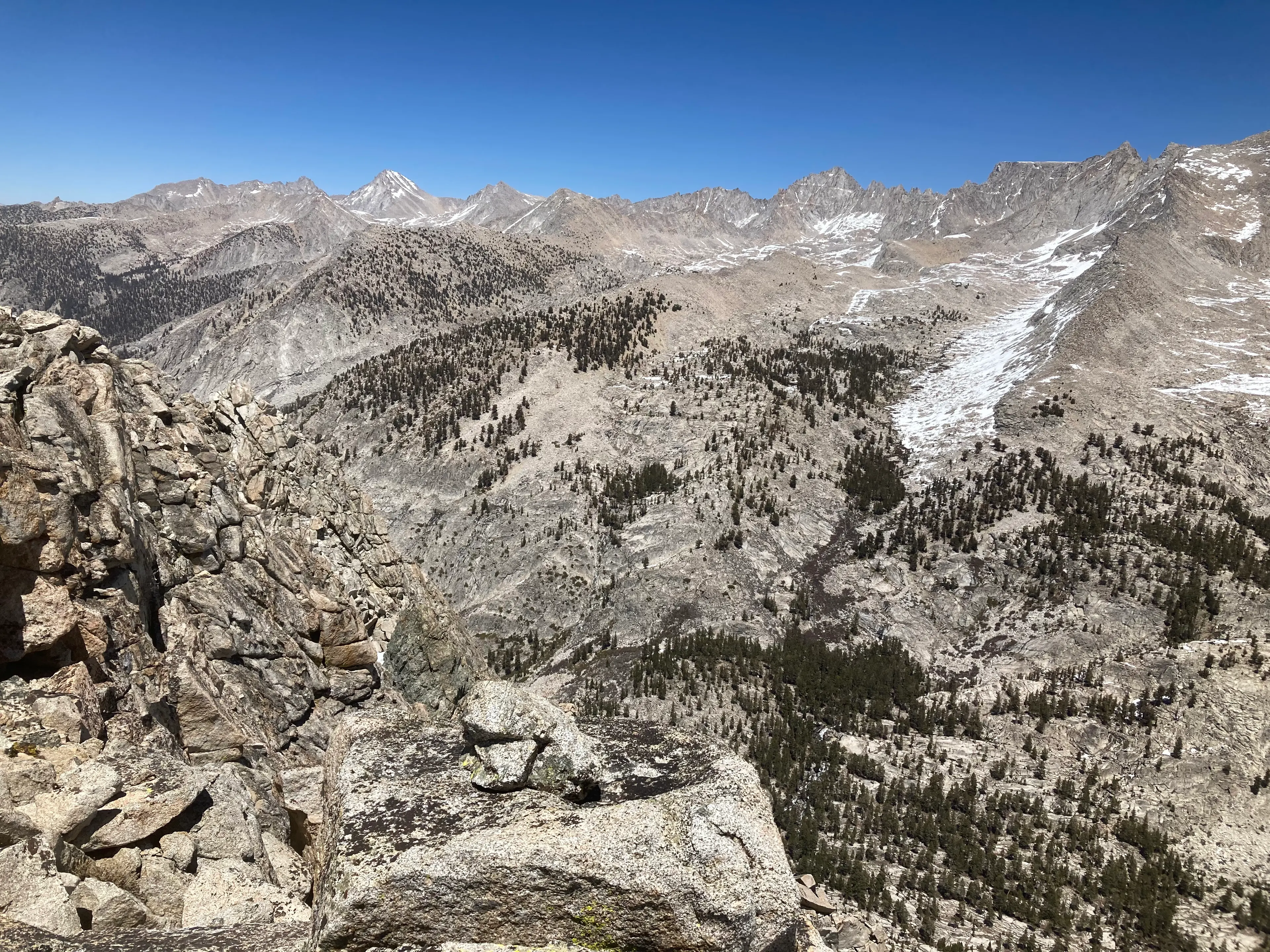 North Guard, Mount Brewer, South Guard, Thunder Mountain, Table Mountain (L to R)